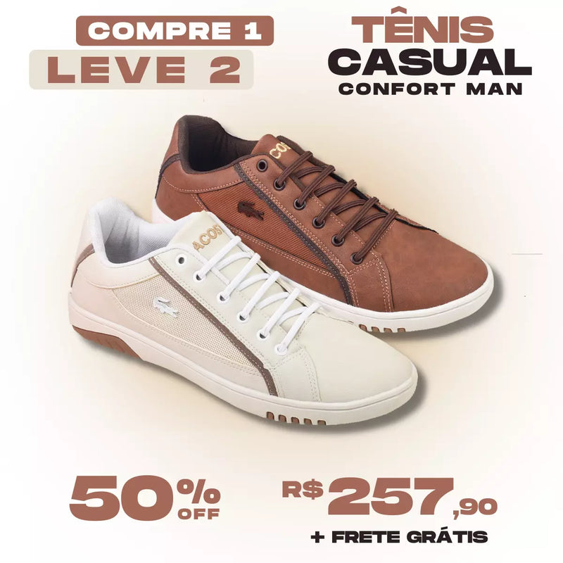 Combo 2 Pares - Tênis Vegas Lасоѕtе (Caramelo / Gelo)